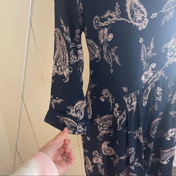 GARNET Hill Women's Size 6 Bohemian Pocket-detail Dress Navy Blue - Picture 3 of 9